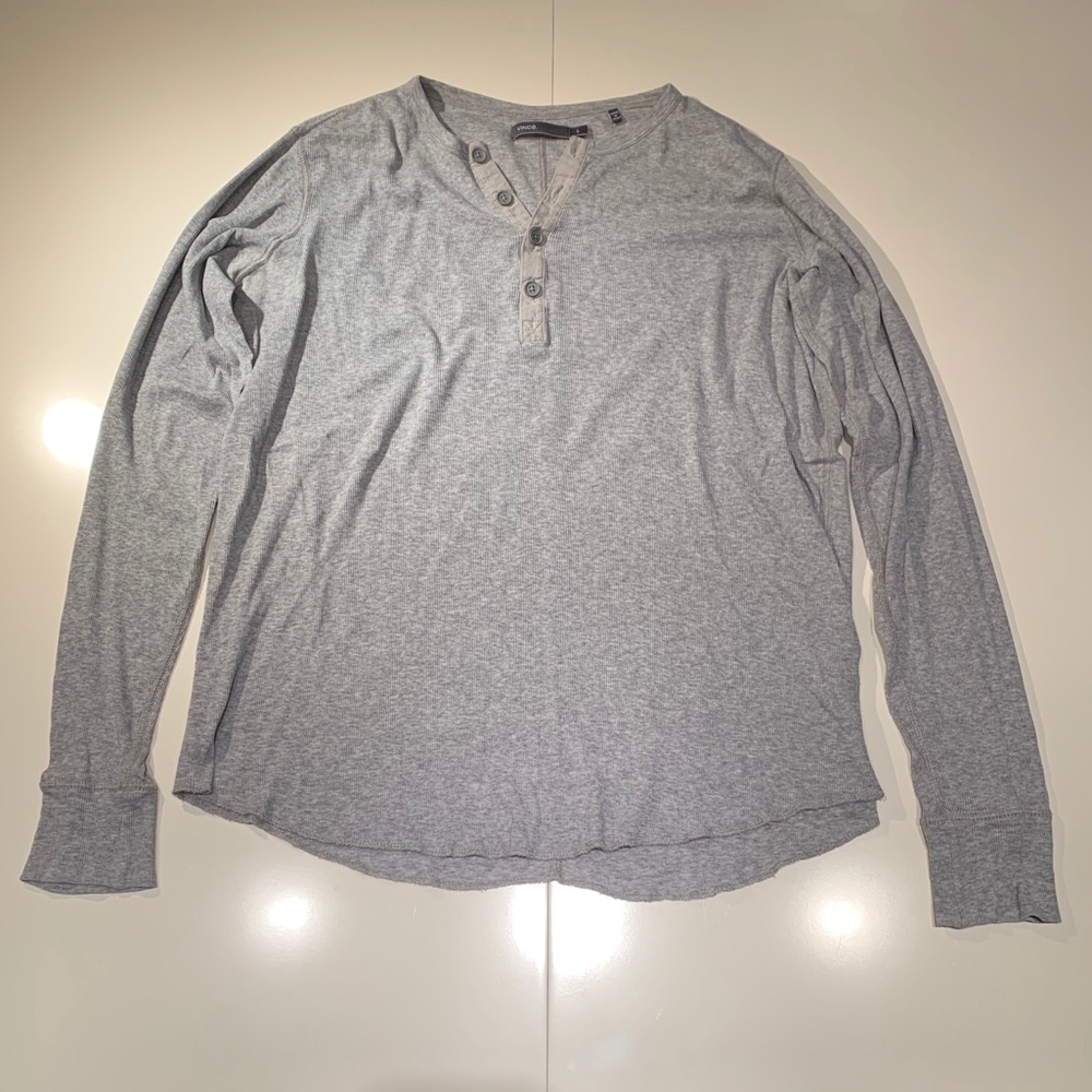 Vince Men’s Gray Button Up Henley- Large